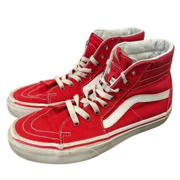 Vans Off The Wall Unisex Hi Top Red/White Skateboarding Racing Sneaker 7M 8.5W - Picture 2 of 14